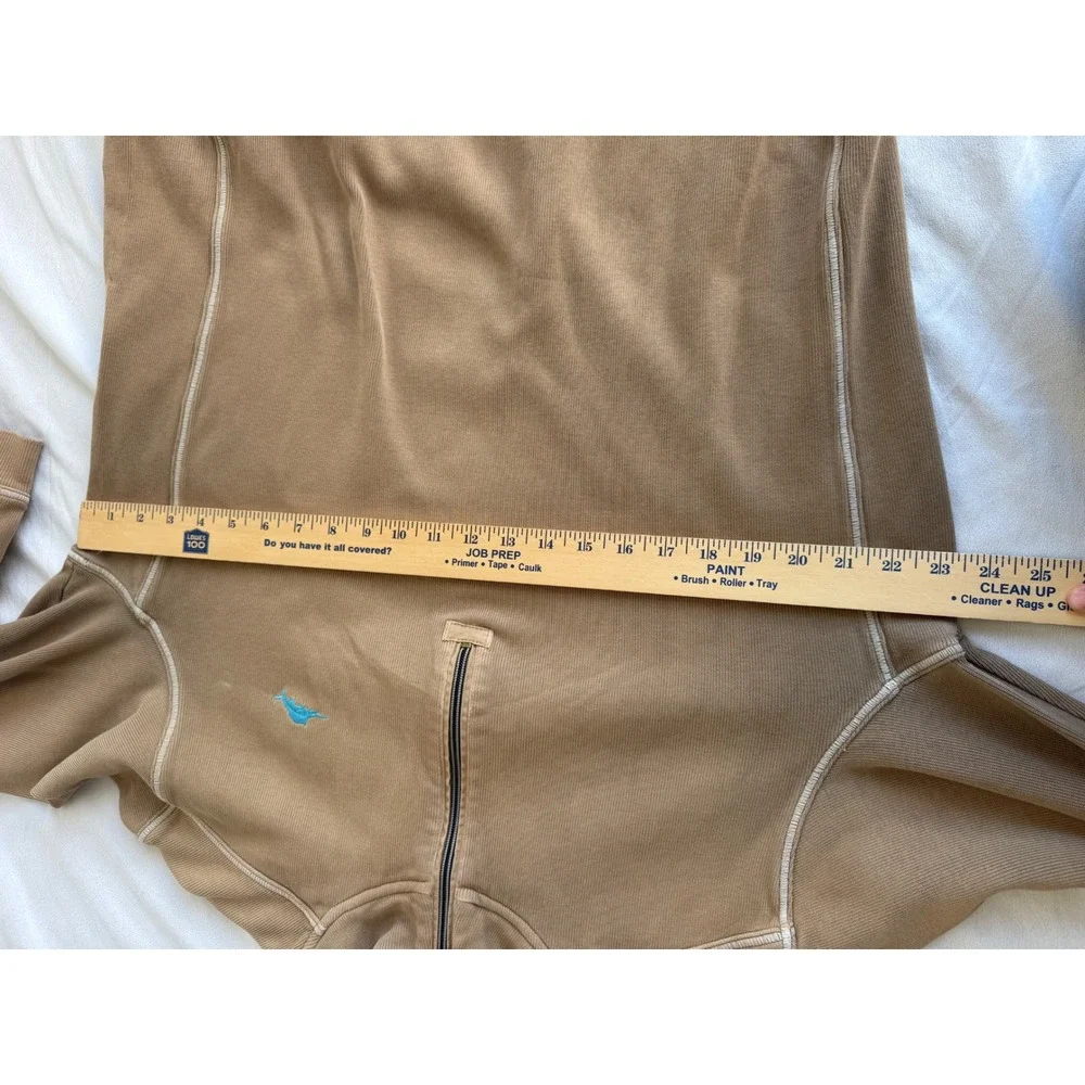 Tommy Bahama Relax Mens Large Tan Khaki 100 Cotton 1/4 Zip Pullover Sweater